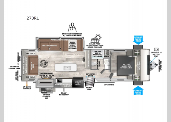 Floorplan - 2025 Salem Hemisphere 273RL Travel Trailer