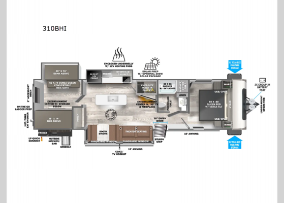 Floorplan - 2025 Salem Hemisphere 310BHI Travel Trailer