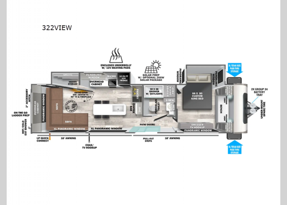 Floorplan - 2025 Salem Hemisphere 322VIEW Travel Trailer