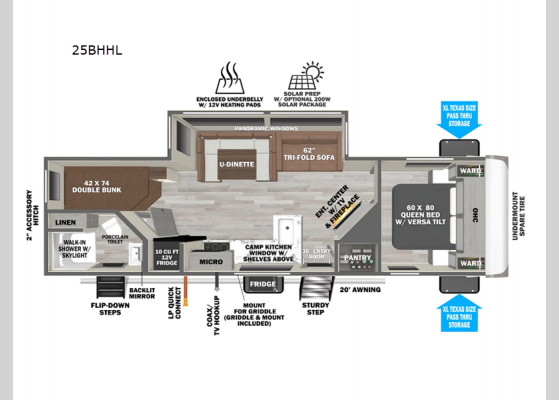 Floorplan - 2025 Salem Hemisphere Hyper-Lyte 25BHHL Travel Trailer