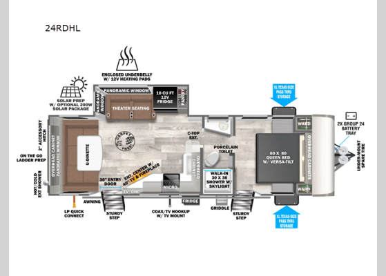 Floorplan - 2025 Salem Hemisphere Hyper-Lyte 24RDHL Travel Trailer