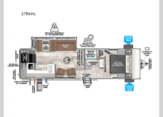 Floorplan - 2025 Salem Hemisphere Hyper-Lyte 27RKHL Travel Trailer