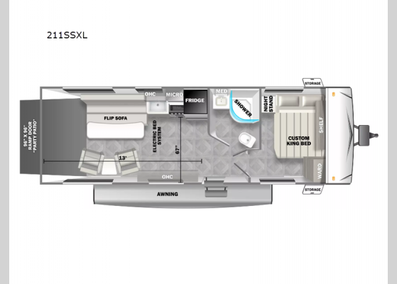 Floorplan - 2025 Salem Cruise Lite 211SSXL Toy Hauler Travel Trailer