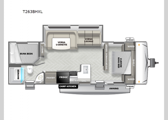 Floorplan - 2025 Salem Cruise Lite T263BHXL Travel Trailer