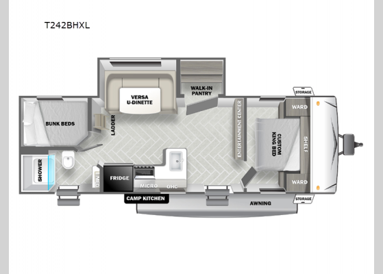 Floorplan - 2025 Salem Cruise Lite T242BHXL Travel Trailer