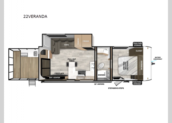 Floorplan - 2025 Salem Cruise Lite 22VERANDA Travel Trailer