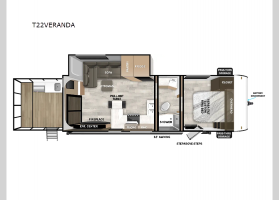 Floorplan - 2025 Salem Cruise Lite T22VERANDA Travel Trailer