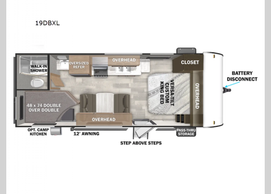 Floorplan - 2025 Salem Cruise Lite 19DBXL Travel Trailer