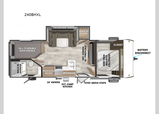 Floorplan - 2025 Salem Cruise Lite 240BHXL Travel Trailer