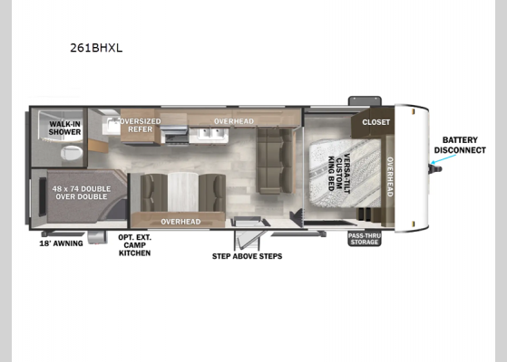 Floorplan - 2025 Salem Cruise Lite 261BHXL Travel Trailer