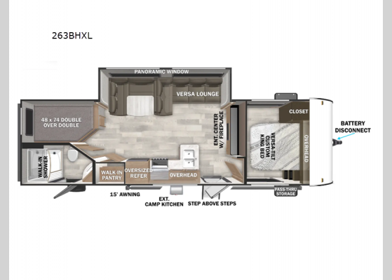 Floorplan - 2025 Salem Cruise Lite 263BHXL Travel Trailer