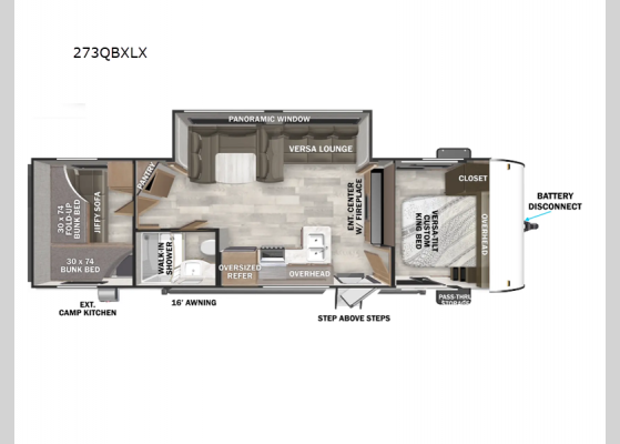 Floorplan - 2025 Salem Cruise Lite 273QBXLX Travel Trailer