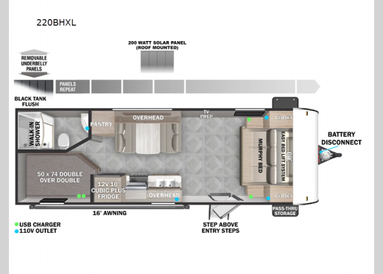 Floorplan - 2025 Salem Cruise Lite 220BHXL Travel Trailer