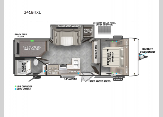 Floorplan - 2025 Salem Cruise Lite 241BHXL Travel Trailer