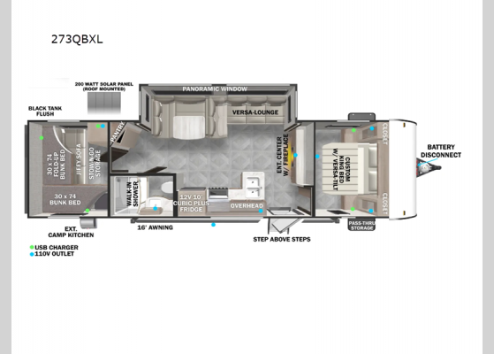 Floorplan - 2025 Salem Cruise Lite 273QBXL Travel Trailer