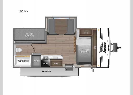 Floorplan - 2024 Jay Flight SLX 184BS Travel Trailer