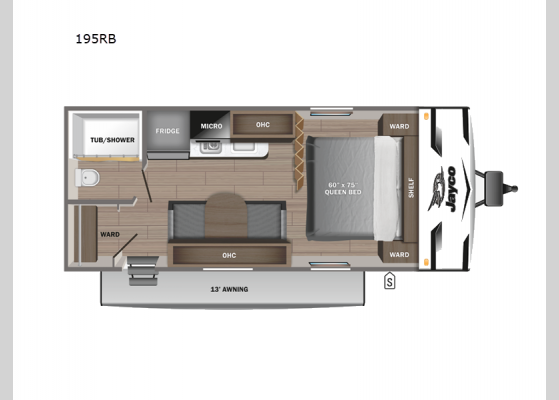 Floorplan - 2024 Jay Flight SLX 195RB Travel Trailer