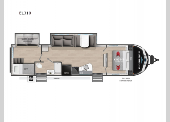 Floorplan - 2023 Embrace EL310 Travel Trailer