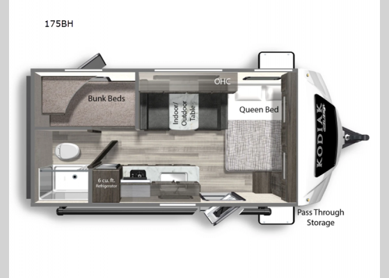 Floorplan - 2025 Kodiak Cub 175BH Travel Trailer