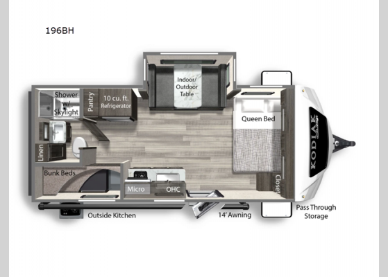 Floorplan - 2025 Kodiak Cub 196BH Travel Trailer