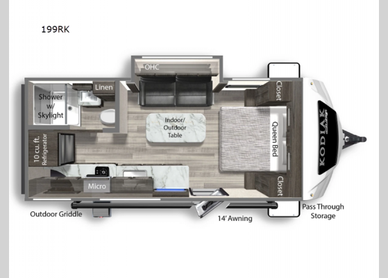 Floorplan - 2025 Kodiak Cub 199RK Travel Trailer