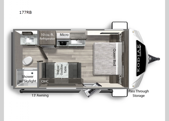 Floorplan - 2025 Kodiak Cub 177RB Travel Trailer