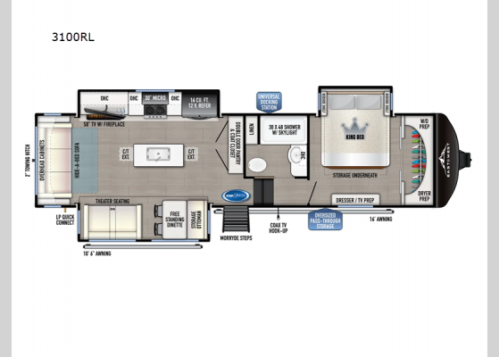 Floorplan - 2025 Blackthorn 3100RL Fifth Wheel