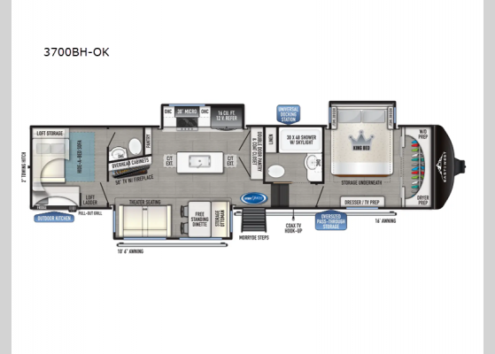 Floorplan - 2025 Blackthorn 3700BH-OK Fifth Wheel