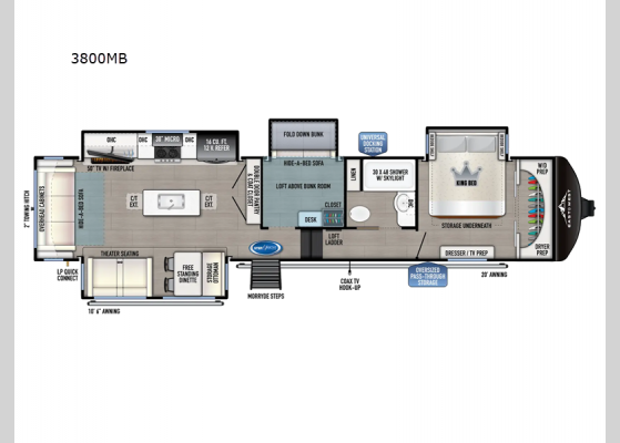 Floorplan - 2025 Blackthorn 3800MB Fifth Wheel