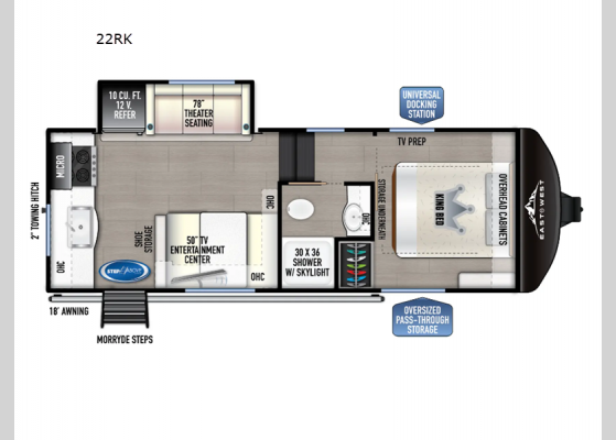 Floorplan - 2025 Blackthorn Half-Ton 22RK Fifth Wheel