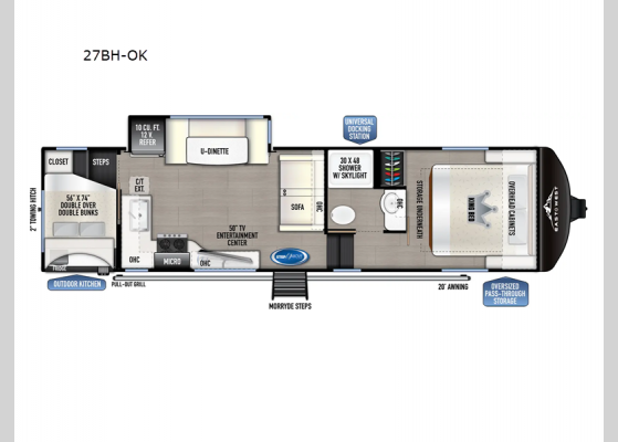 Floorplan - 2025 Blackthorn Half-Ton 27BH-OK Fifth Wheel