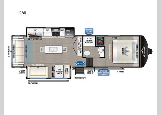 Floorplan - 2025 Blackthorn Half-Ton 28RL Fifth Wheel