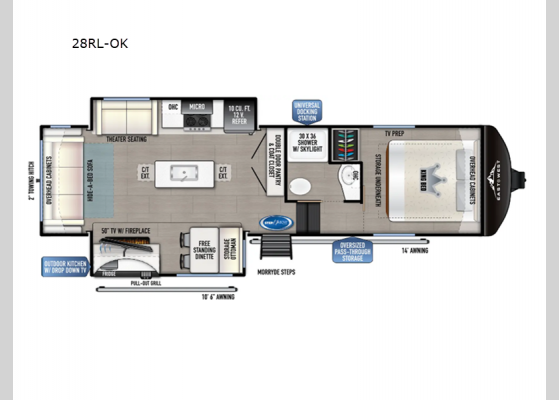 Floorplan - 2025 Blackthorn Half-Ton 28RL-OK Fifth Wheel