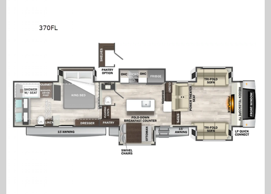 Floorplan - 2025 Cedar Creek 370FL Fifth Wheel