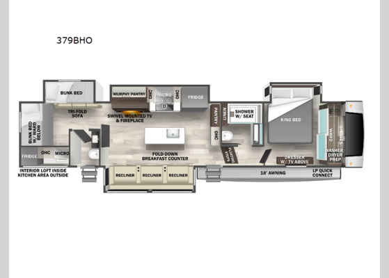 Floorplan - 2025 Cedar Creek 379BHO Fifth Wheel