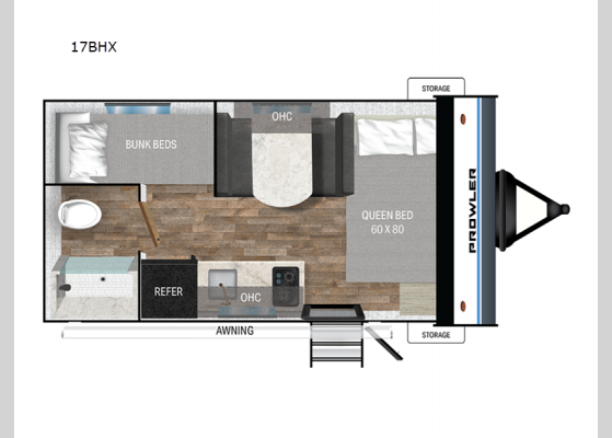 Floorplan - 2025 Prowler Lynx 17BHX Travel Trailer