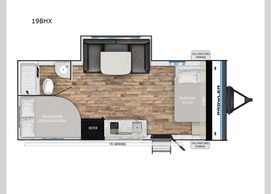 Floorplan - 2025 Prowler Lynx 19BHX Travel Trailer