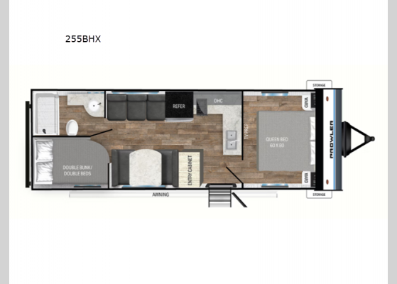 Floorplan - 2024 Prowler Lynx 255BHX Travel Trailer