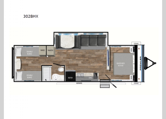 Floorplan - 2024 Prowler Lynx 302BHX Travel Trailer