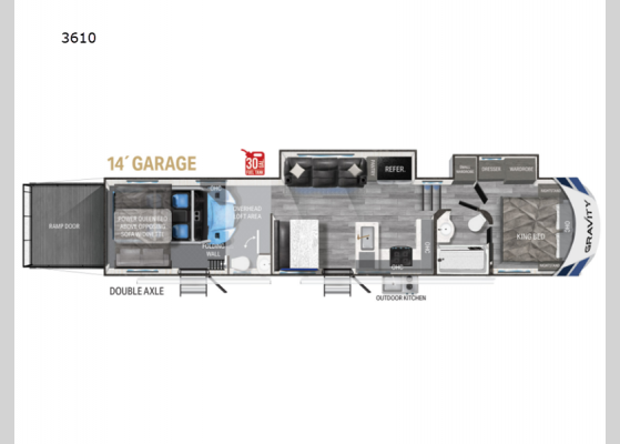 Floorplan - 2024 Gravity 3610 Toy Hauler Fifth Wheel