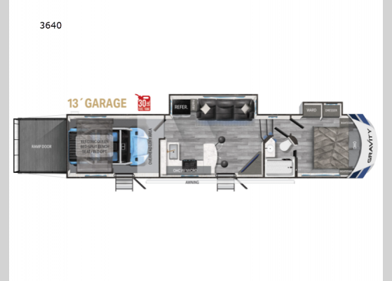 Floorplan - 2024 Gravity 3640 Toy Hauler Fifth Wheel