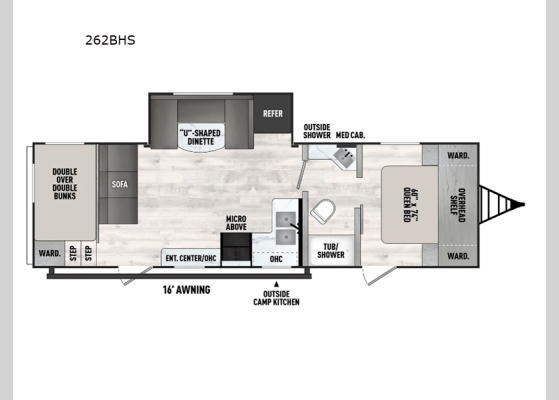 Floorplan - 2025 Viking 6K Series 262BHS Travel Trailer