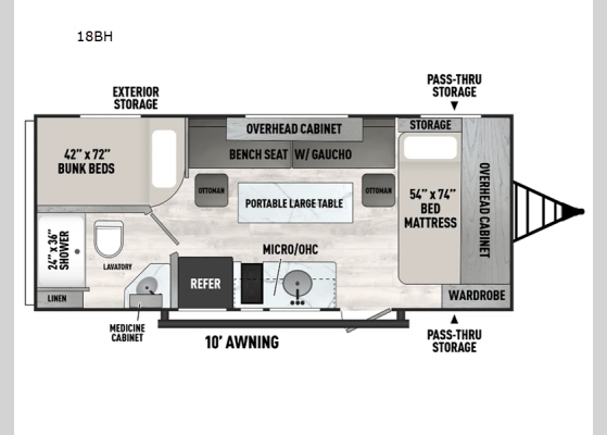 Floorplan - 2025 Viking 4K Series 18BH Travel Trailer