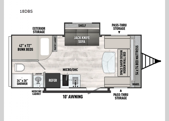 Floorplan - 2025 Viking 4K Series 18DBS Travel Trailer