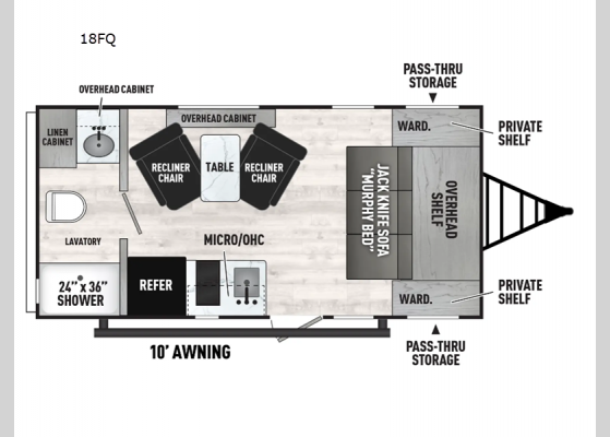 Floorplan - 2025 Viking 4K Series 18FQ Travel Trailer