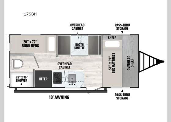 Floorplan - 2025 Viking 3K Series 17SBH Travel Trailer