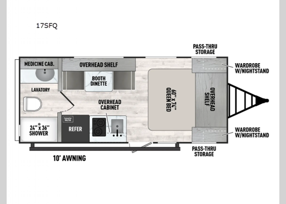 Floorplan - 2025 Viking 3K Series 17SFQ Travel Trailer