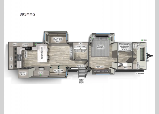 Floorplan - 2025 Sandpiper Destination Trailers 395MMG Destination Trailer