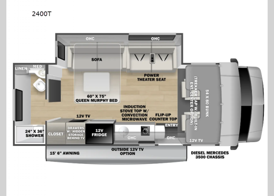 Floorplan - 2025 Sunseeker MBS 2400T Motor Home Class C - Diesel