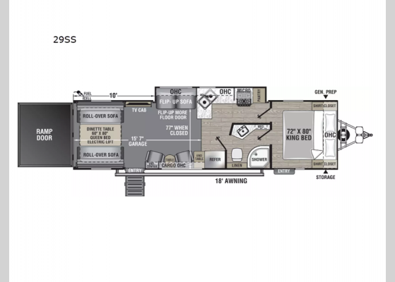 Floorplan - 2025 Work and Play 29SS Toy Hauler Travel Trailer